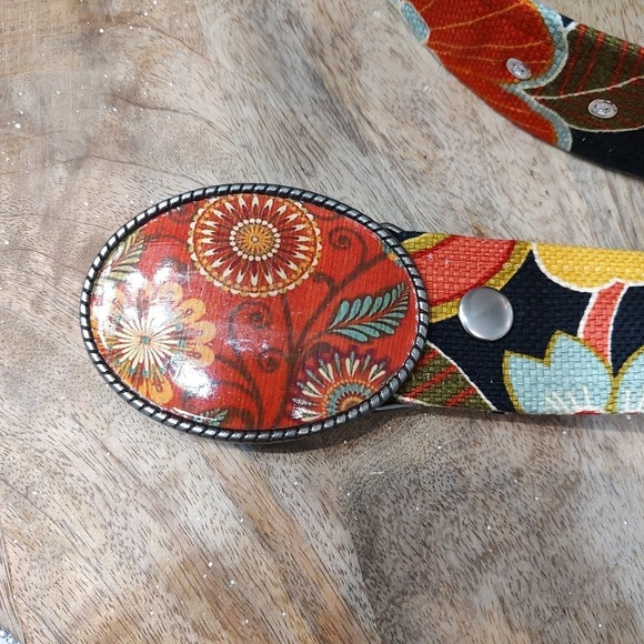 Loopty Loo Fabric Floral Belt Women Flower Buckle Fall Boho 49" Long Sz XL - Picture 5 of 7